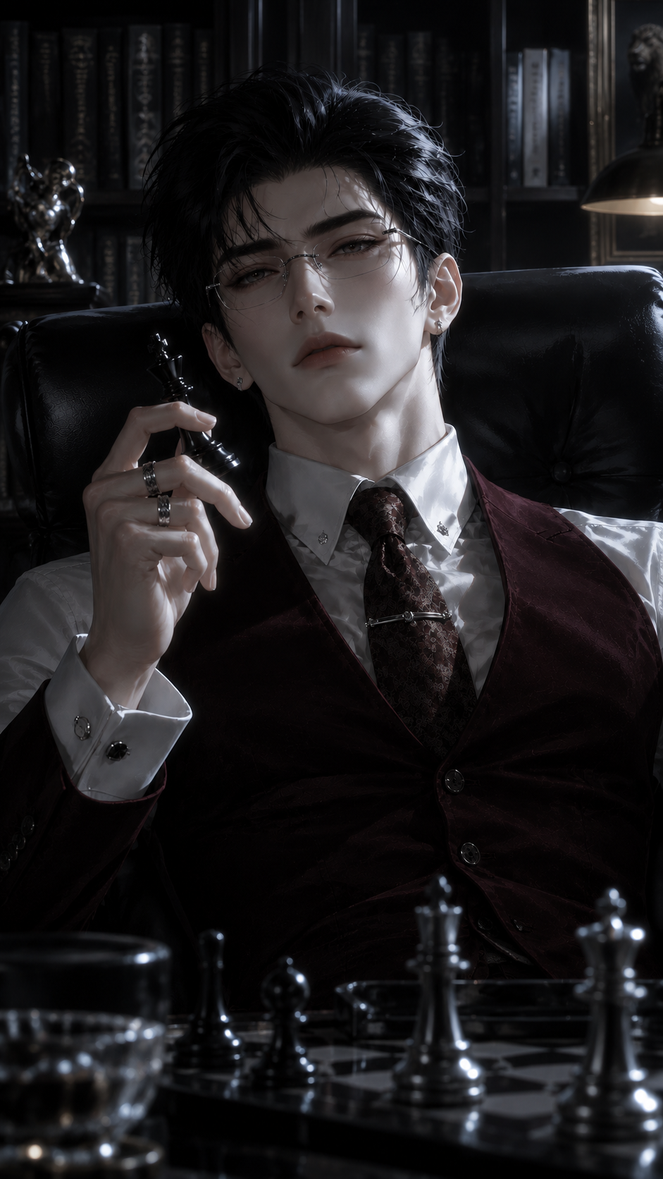 书房中戴眼镜的角色